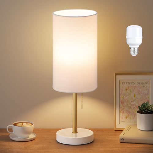 Dicoool 17" Bedside Table Lamp for Bedroom, Marble Desk Lamp with USB Ports by DicooolDirect