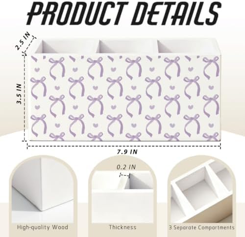 Purple Bow Pen Pencil Holder for Office Desk Accessories Decor - Image 2