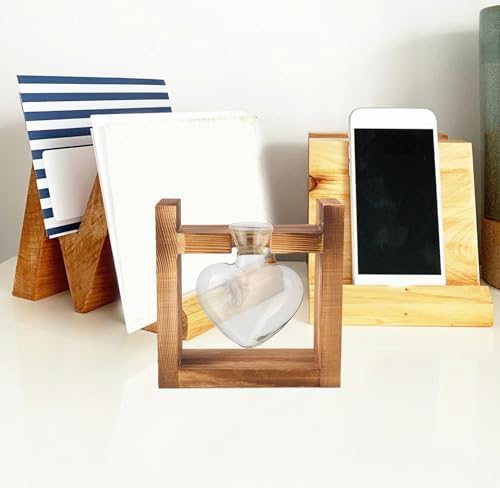 Heart Wooden Hydroponic Vase Stand for Desktop Living Room Decor - Image 7