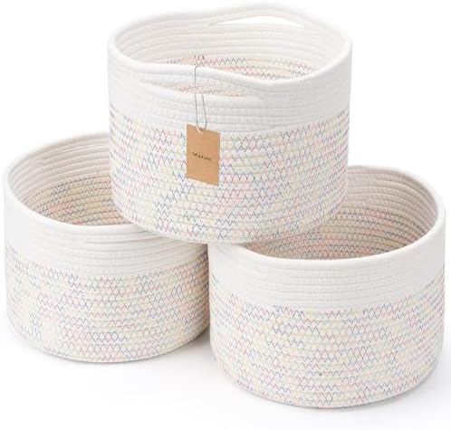 3 Pack Small Rope Storage Baskets, 9.82×9.82×7.1", Rainbow by MaxuniTechLife