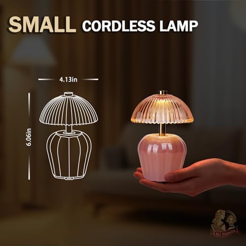MJ PREMIER Rechargeable Table Lamp, Small Cordless Lamp with Timer, Pink*2 - Image 2