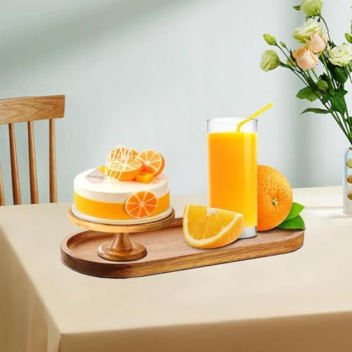 Solid Wood Serving Platters and Trays of Natural Wood with Edge,Rectangular Avoid Sliding and Spilling Food (Acacia Oval Platters 6 Pack) - Image 5