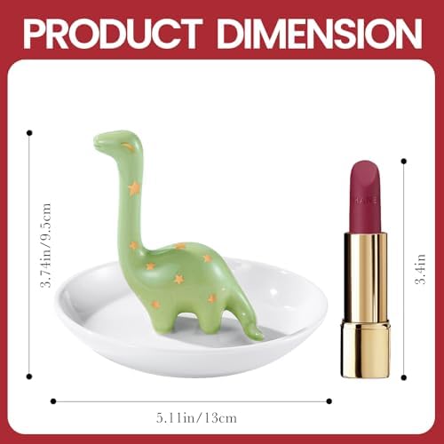 PUDDING CABIN Dinosaur Gifts for Women, Green Dinosaur Ring Holder Dish for Rings Earrings Bracelets Necklace Organizer, Gifts for Women Birthday Mothers Day Christmas Thanksgiving - Image 5