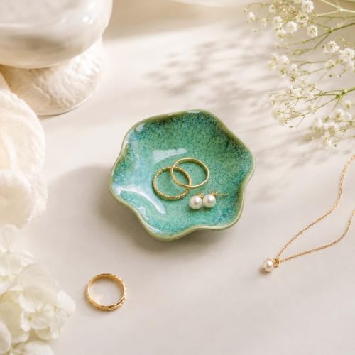 Green Ceramic Jewelry Dish Tray, Lotus Leaf Ring Holder Dish Tray - Image 2