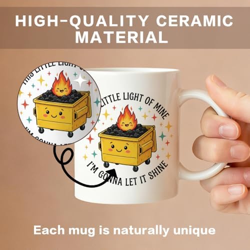 This Little Light Of Mine I'm Gonna Let It Shine 11 oz Mug, Funny Dumpster Fire Design Ceramic Coffee Cup for Sister Daughter Friend BFF, Inspirational Office Gifts for Coworker Boss Leader - Image 3