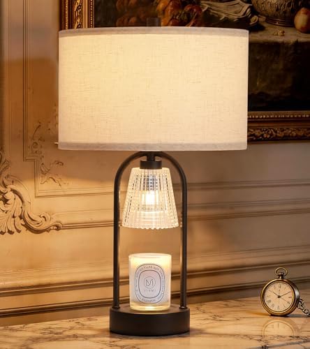 2 in 1 Large Black Table Lamp and Candle Warmer Combo,Timer & Dimmer by ANANAN