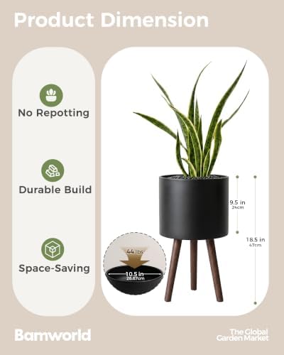 Bamworld Single Plant Holder for Indoor Plants Metal Planter Stand 8.5in - Image 3
