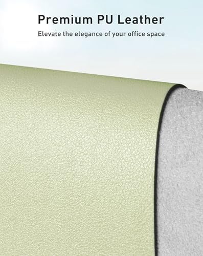 Aothia Faux Leather Desk Mat - Large Mouse Pad, Non-Slip PU Leather Blotter, Waterproof Writing Surface for Office and Home (Grass Green, 63" x 24") - Image 2