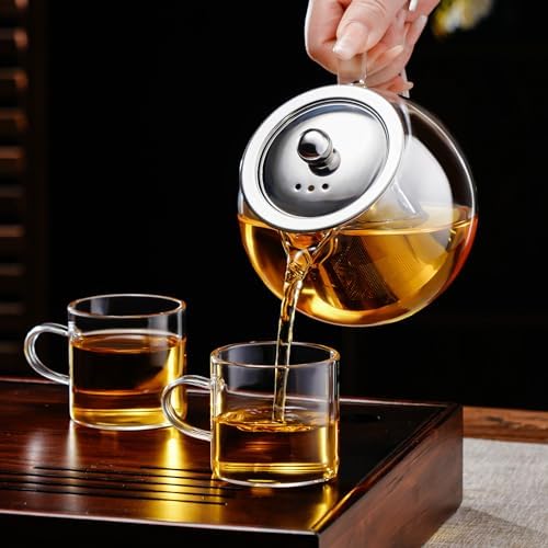 PARACITY Glass Teapot Stovetop 22 OZ/650ml, Tea pot with Removable 18/8 Stainless Steel Infuser, Borosilicate Clear Tea Kettle, Teapot Blooming and Loose Leaf Tea Maker Tea Brewer for Camping, Travel - Image 3