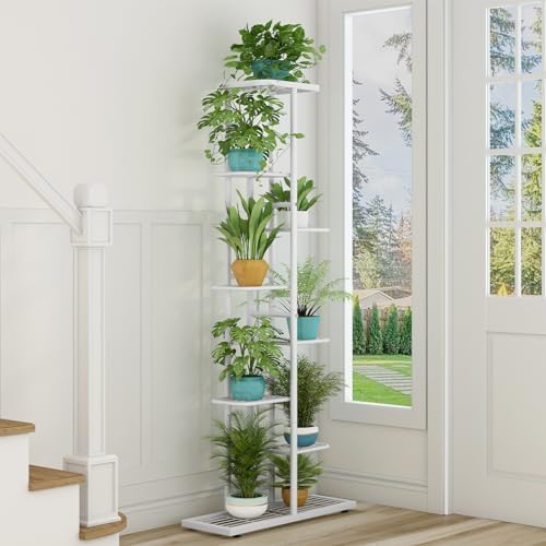 LINZINAR 8 Tier Plant Stand Indoor Outdoor Metal Flower Pot Display Shelf - Image 5