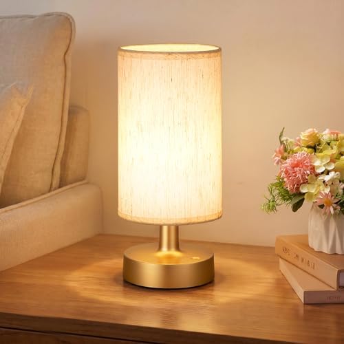 Kakanuo Cordless Table Lamp Rechargeable Small - 1 Pack Beige Gold, 4000mAh Battery Operated Lamp with Touch Control Stepless Dimming, Wireless Lamp for Bedside, Nightstand, Bedroom, Living Room by KakanuoLightings