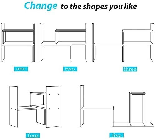 Sorfity Desktop Bookshelf Desk Storage Organizer Adjustable Wood Desktop Display Shelf Rack Counter Office Storage Rack Top Bookcase - Free Style Display Natural Stand Office Supplies Desk Organizer - Image 5