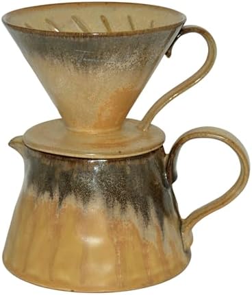 Artistic Handcrafted Ceramic Pour Over Coffee Set (Golden) by Unknown