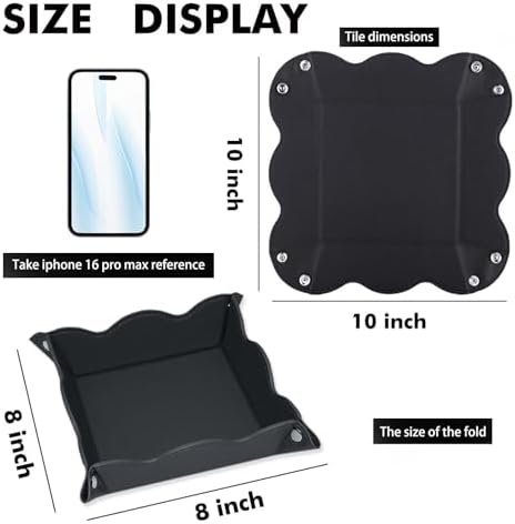 Valet Tray for Men Women - PU Leather Travel Catchall Tray Organizer - Desk Bedside Nightstand Storage Box for Jewelry Key Phone Remote Controller Wallet Watch Glasses Coin Readers -Black - Image 3