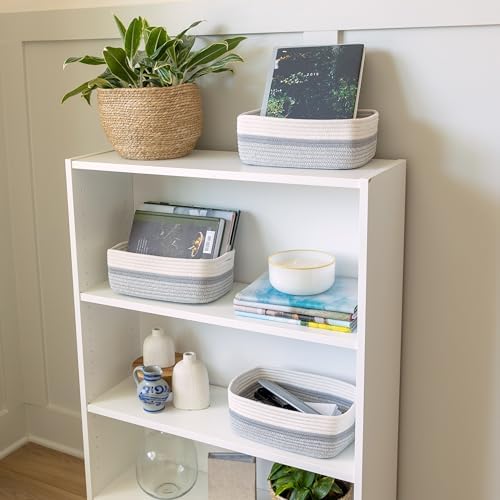 NaturalCozy 11.8"x8"x4.5” Storage Baskets for Shelves 3 Pack | Cotton Rope Woven Small Baskets for Organizing | Small Storage Bins for Nursery, Bathroom, Closet, Cube Shelf, Decorative, Gift Basket - Image 3