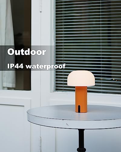WEILAILUX Small Cordless Mushroom Table Lamp, Waterproof Shower Lamp Orange - Image 6