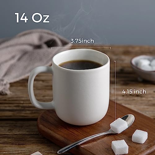AmorArc 14oz Coffee Mugs Set of 6, Ceramic Coffee Mugs with Large Handle & Wavy Rim for Latte/Hot Cocoa/Tea, Stylish Coffee Cups for Men Women. Oven,Dishwasher&Microwave Safe, Matte White - Image 2