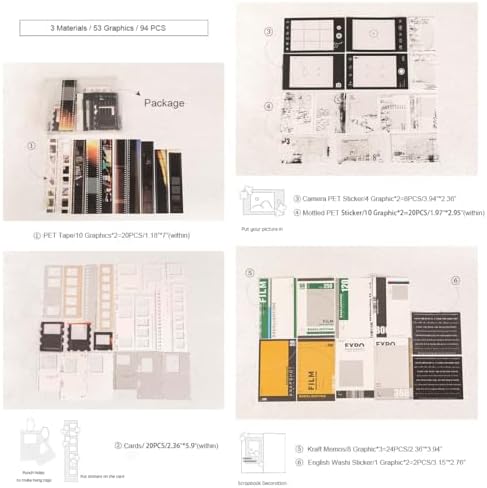 Doraking 94PCS Film Scrapbook Paper Packs for Journaling Supplies Planners - Image 2