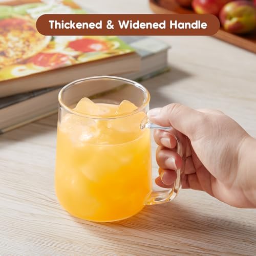 Glass Coffee Mugs, 18 oz Glass Coffee Cups Set of 2, Clear Borosilicate Glass Mugs with Handles for Cappuccino, Tea, Latte, Hot/Cold Beverages, Wine, Americano - Image 4