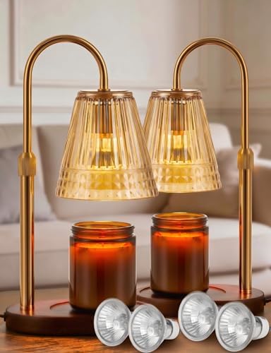 Candle Warmer Lamp for Jar Candles, Dimmable Wax Warmer with Timer & Adjustable Height, Flameless Scented Candle Heater, Birthday Gifts for Mom Women, Housewarming New Home Decor (2 Pack) by Unknown
