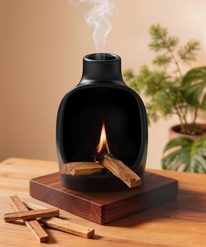 Palo Santo Holder - Modern Chiminea Incense Burner for Yoga, Meditation, and Anxiety Relief - Wood Sticks Dish, Sage Ash Catcher, SArchitectural Square & Organic Round, Cone Burner - Tower by Kitcroet