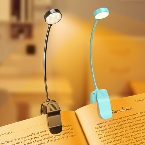 KTEBO 2 Pack Rechargeable Book Light Clip-On Reading Light for Books in Bed by KTEBO