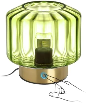 small Table Lamp touch Table lamp Mid Century Modern Table lamp Gold Desk lamp nightstand lamp Mini Glass Table lamps with Green shade Bedside Table light for end table Bedroom Living Room Office by Auwieou