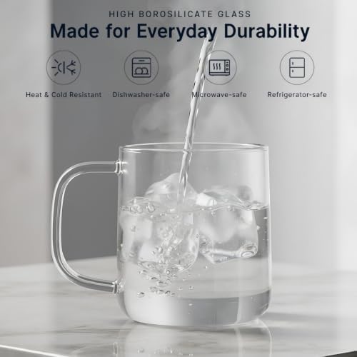 Aquach 20oz Glass Cups with Handle Set of 2, Clear Borosilicate Latte Mugs - Image 4