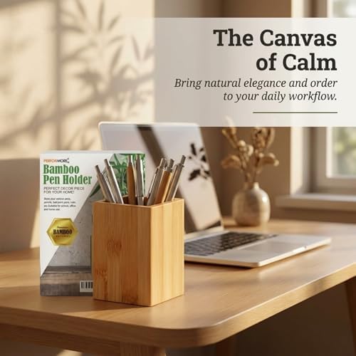 Eco-Friendly Bamboo Pen Holder | Minimalist Wooden Pencil Cup | Natural Desk Organizer Box for Office, School, or Vanity | Sustainable Square Storage Container | Unpainted Finish - Image 5
