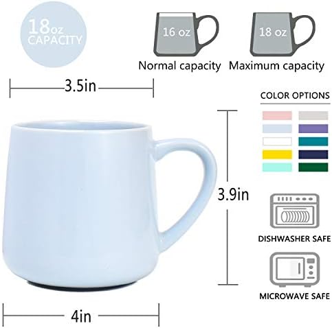Bosmarlin Large Glossy Ceramic Coffee Mug, Tea Cup for Office and Home, 18 oz, Suitable for Dishwasher and Microwave(Blue, 1) - Image 3
