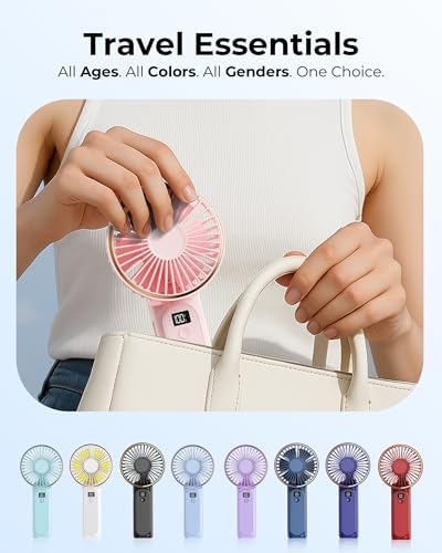 TUNISE Portable Handheld Fan, 4000mAh, 180 Adjustable, 6 Speed Wind, USB Rechargeable Foldable Fan with Real-Time Display - Image 6