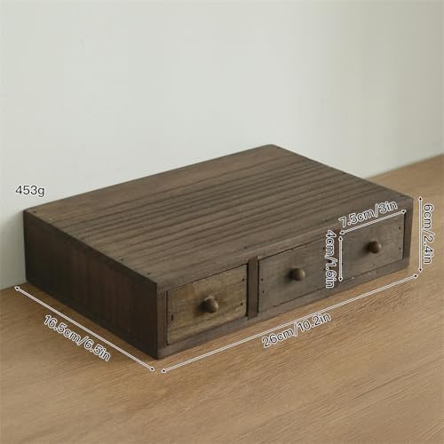 Wood Desk Box with Multiple Compartments Practical Wooden Desktop Organiser for Bookshelf or Countertop Display Wooden Desktop Planner - Image 4