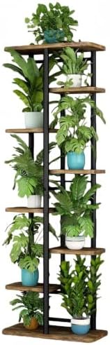 LINZINAR Plant Stand Indoor 8 Tier Metal Corner Tall Flower Shelf by LINZINAR