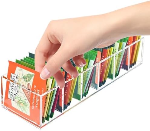 Tea Bag Organizer, Clear Tea Bag Holder with 6 Slot, Tea Packet Storage for Countertop, Drawer, Kitchen, Pantry, Cabinet - Image 5