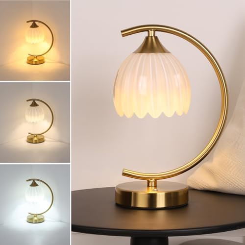 Shenmoyl Tulip Table Lamp, 5200mAh Cordless Touch Control Table Lamp with 3 Color Temps & Stepless Dimming, Rechargeable Battery Table Lamp for Living Room, Bedroom, Office, Shelf (White Tulip) by Shenmoyl
