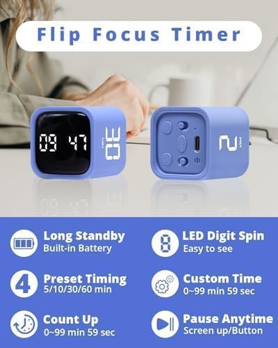 LUCKY TIME Rotating Productivity Timer 5/10/30/60min, Flip Timer, ADHD Tool - Image 3