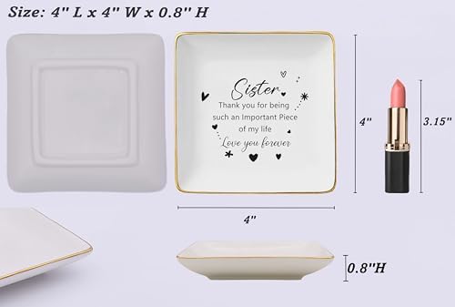 Sisters Gift-Important Piece of My Life-Thank You Gift for Sister,Sister-in-Law Female,Bestie,BFF,Best Friend Gift-Wedding Thanksgiving Birthday Christmas Gifts-Jewelry Tray Trinket Holder Ring Dish - Image 5