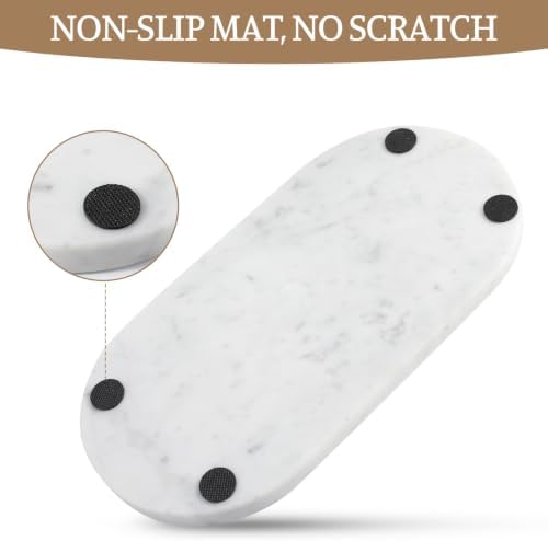 Koville Bianco Carrara Marble Tray, 12"x6" Decorative Tray for Countertop, Catchall for Perfume, Candles, Jewelry Dish - Image 6