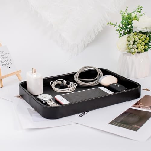Valet Tray for Men 8.2 X 11.8 inch Simple PU LeatherTray Organizer for Men - Image 4