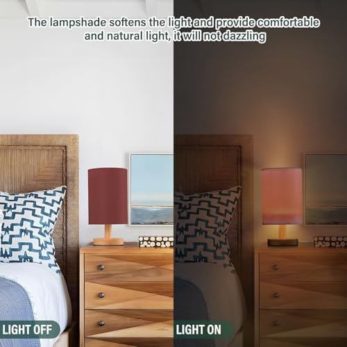 Kigai Small Bedside Table Lamp Modern Nightstand Lamp with Fabric Shade - Image 5