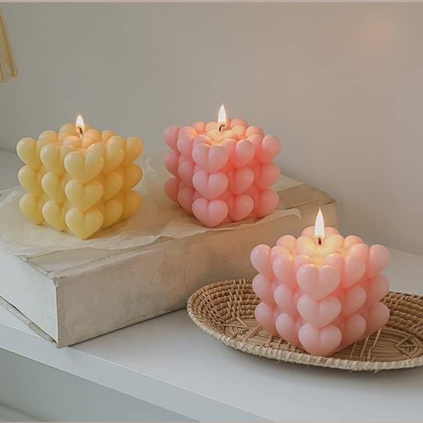 Bubble Candle Molds - Silicone Mold for Candles Making, DIY 3D Moulds for Soy Wax, Beeswax, Scented Candle, Valentine's Day Gifts (Heart Bubble) - Image 2