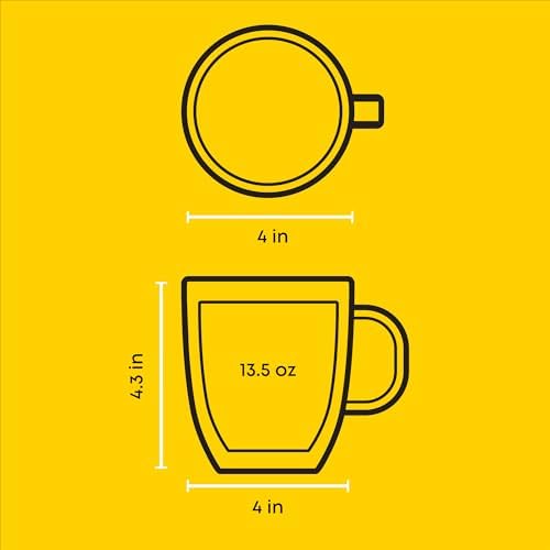 JoyJolt Savor Double Wall Insulated Glasses - Coffee Mugs (Set of 2) - 13.5-Ounces - Image 3