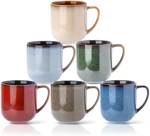 LERATIO Ceramic Coffee Mugs Set of 6,12oz Handmade Coffee Mugs Set by LeRatio