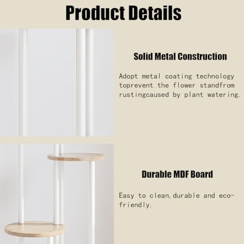 AZERPIAN Plant Stand Indoor Tall Corner Tiered Shelf 5 Tier Metal MDF Board - Image 5