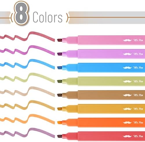 Mr. Pen- Aesthetic Highlighters No Bleed, 8 Pack, Assorted Colors | Chisel Tip, Cute Highlighters Assorted Colors for Journaling, Highlighting, Underlining, Fast Dry, Back to School Supplies - Image 2