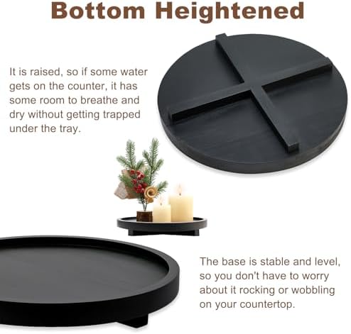 Black Round Decorative Wooden Tray for Bathroom Counter Table Trays Decor - Image 6