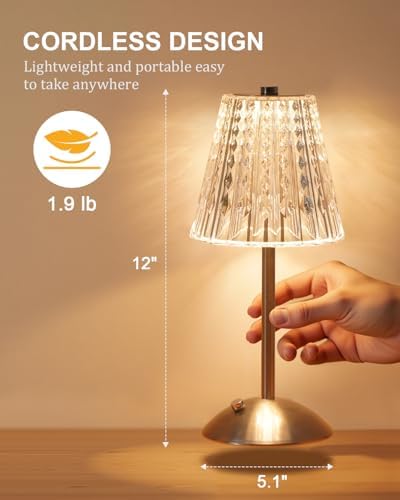 Nusogon 2 Pack Cordless Touch Table Lamp, LED Rechargeable Small Dask Lamp - Image 4