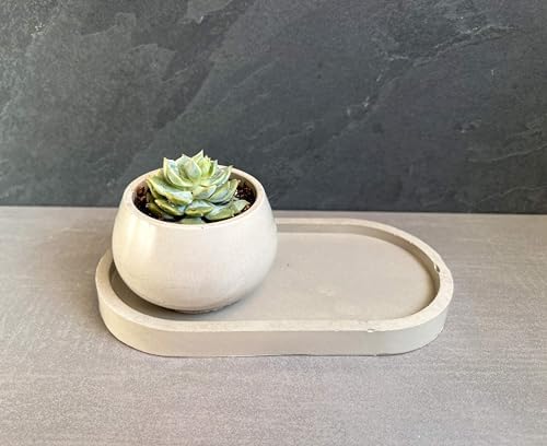 Oval Concrete Tray, Jewelry Holder, Vanity Tray, Cement Tray, Coffee Table Tray, Decorative Tray, Jewlery Tray, Bathroom Tray, Minimalist (6.87" L, Bluish Gray) - Image 6