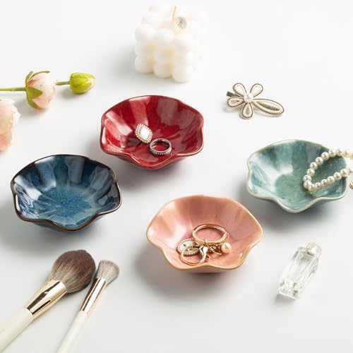 Mecaikru Ceramic Ring Dish, 4 in Jewelry Tray with Kiln Glaze Catchall Bowl - Image 6