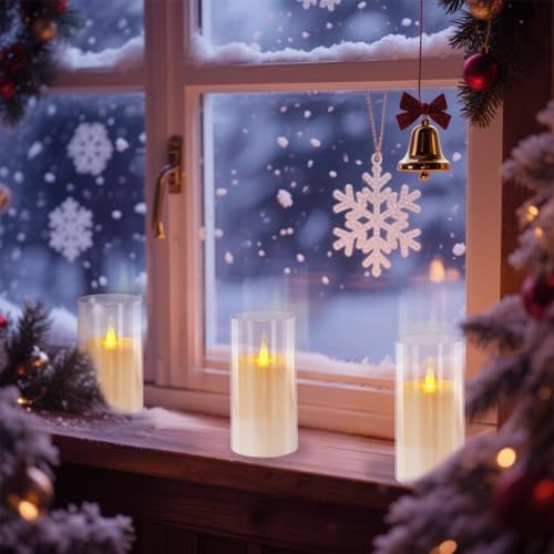 wemarry Flameless Candles Acrylic Glass Pillars 3" D x 6" H Battery Operated Flickering Candles Include 8-Key Remote with Timer Function 400+ Hours (Pure White, Warm Light 2 Pack) - Image 7